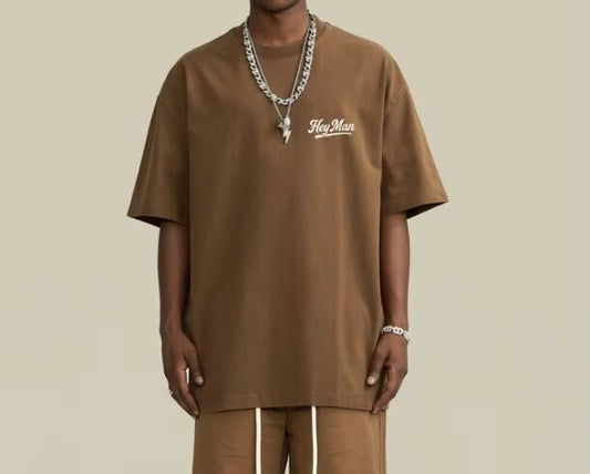 Oversized Graphic Tee – Brown